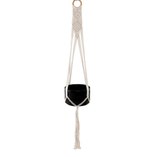 Flora Bunda® 43" Hanging Macramé Planter Hanger in White | 43.5" x 6" | Michaels®